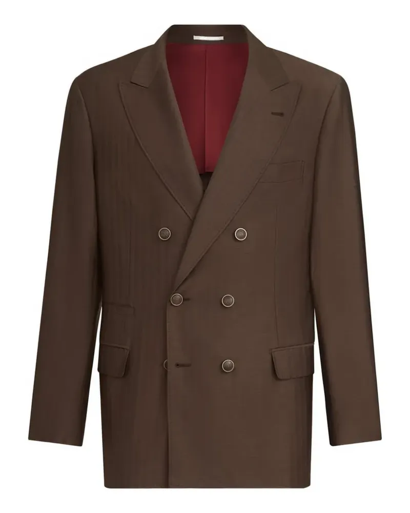 Brunello Cucinelli Dekonstruierter Eineinhalbreiher aus Schurwolle und Kaschmir - Braun Braun