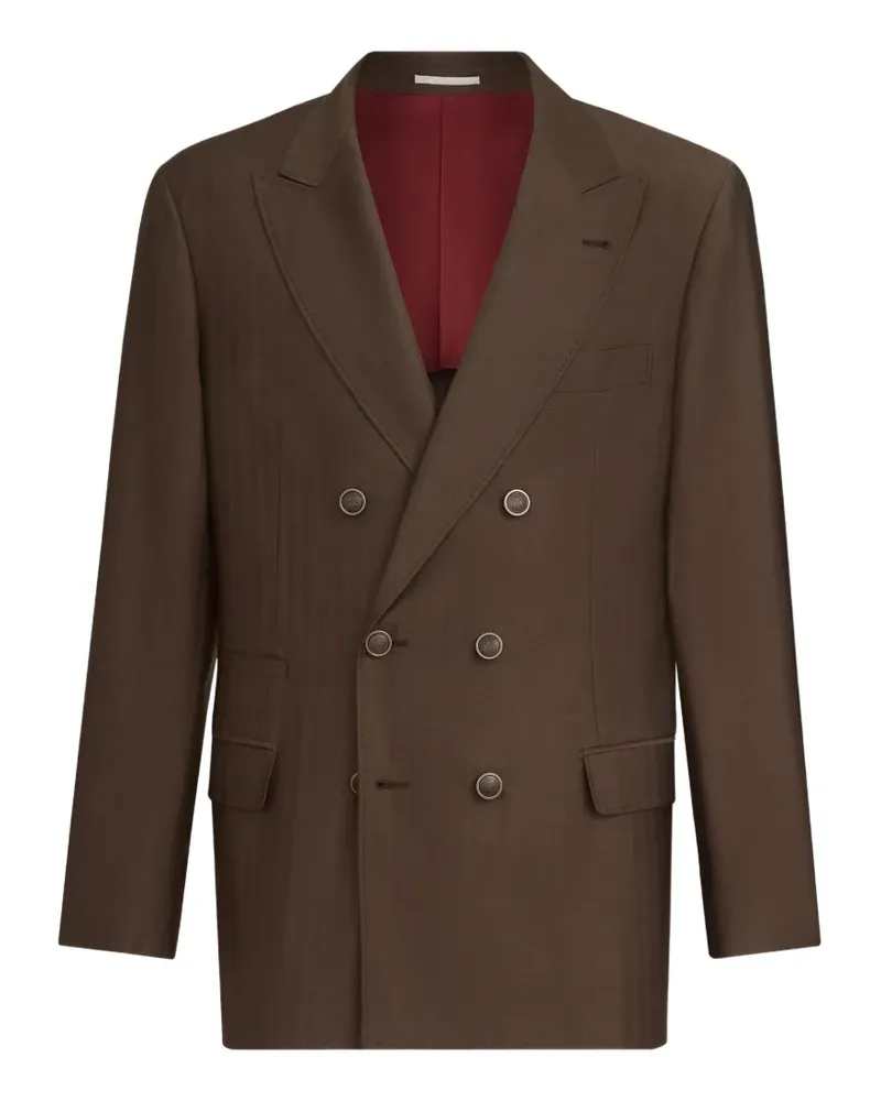 Brunello Cucinelli Dekonstruierter Eineinhalbreiher aus Schurwolle und Kaschmir - Braun Braun