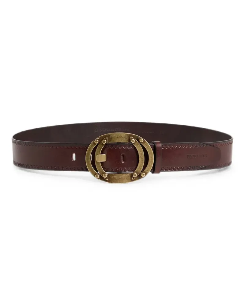 Dsquared2 Ovaler Gürtel mit Zickzackstich und Schnalle - Braun Braun