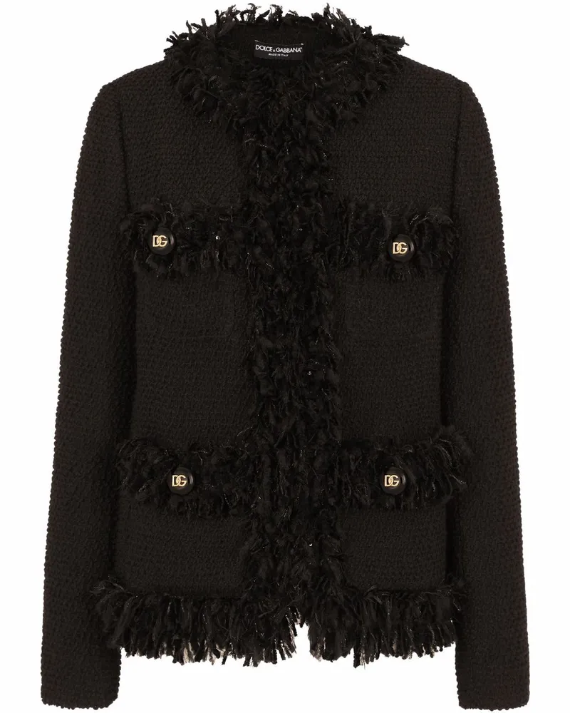 Dolce & Gabbana Einreihige Tweed-Jacke - Schwarz Schwarz