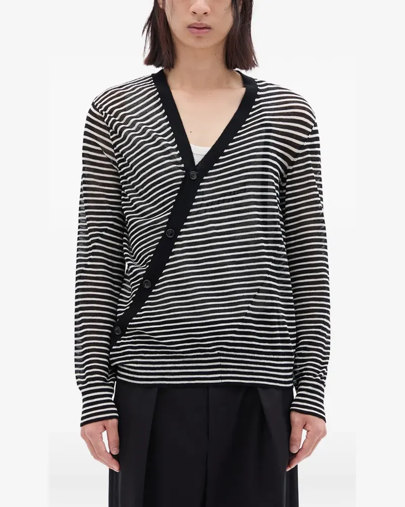Ann Demeulemeester Gestreifter Abram Cardigan mit Knöpfen - Schwarz Schwarz