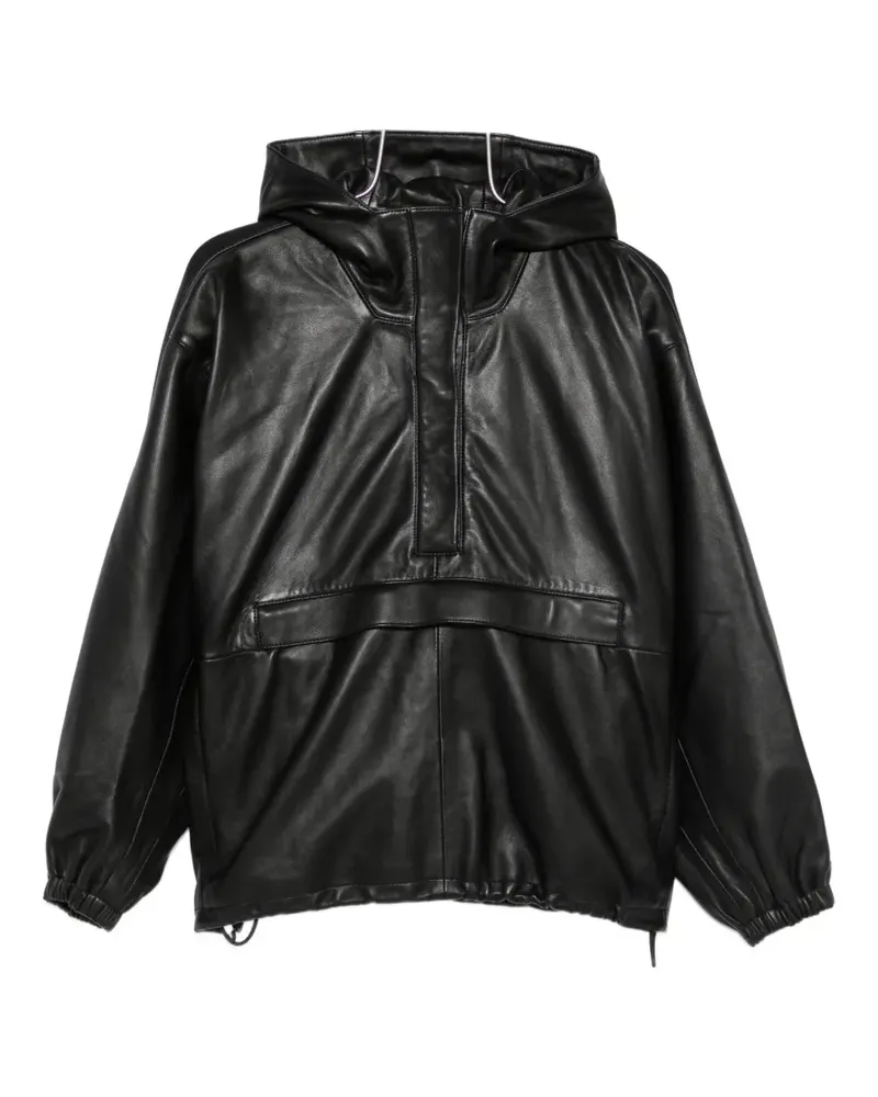 Róhe hooded leather jacket - Schwarz Schwarz