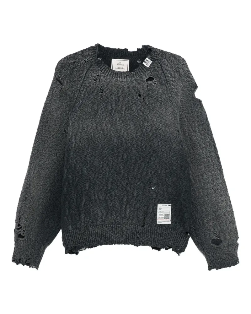 MIHARAYASUHIRO distressed crew-neck sweater - Grau Grau