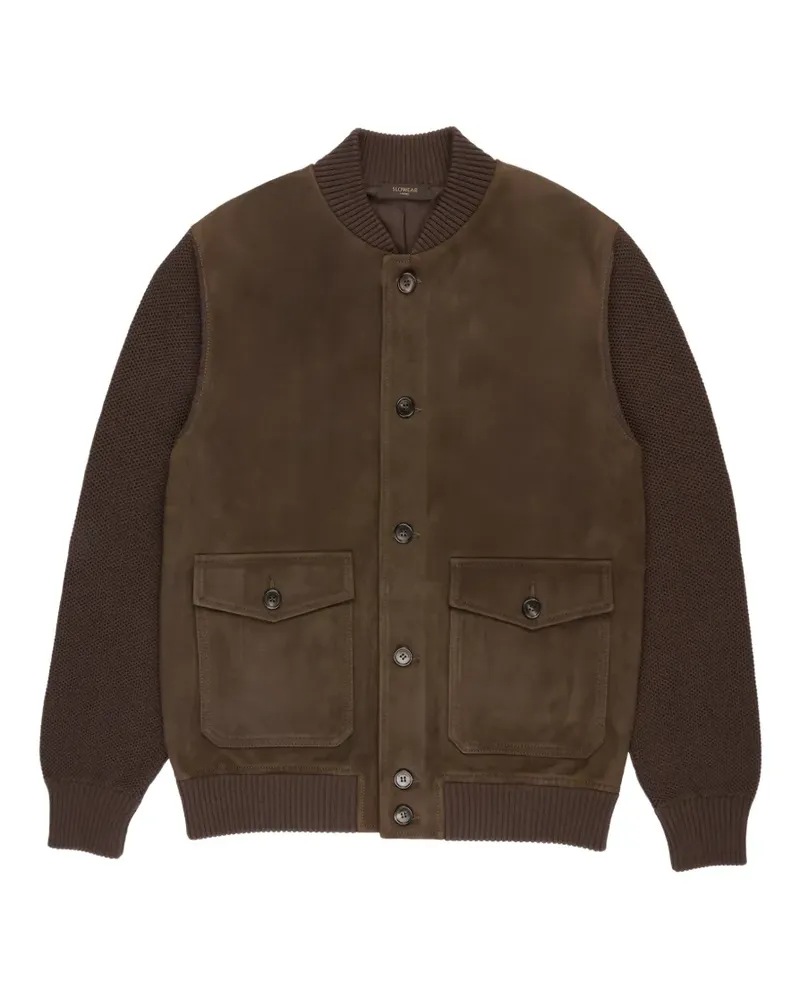 Slowear suede-panelled bomber jacket - Braun Braun