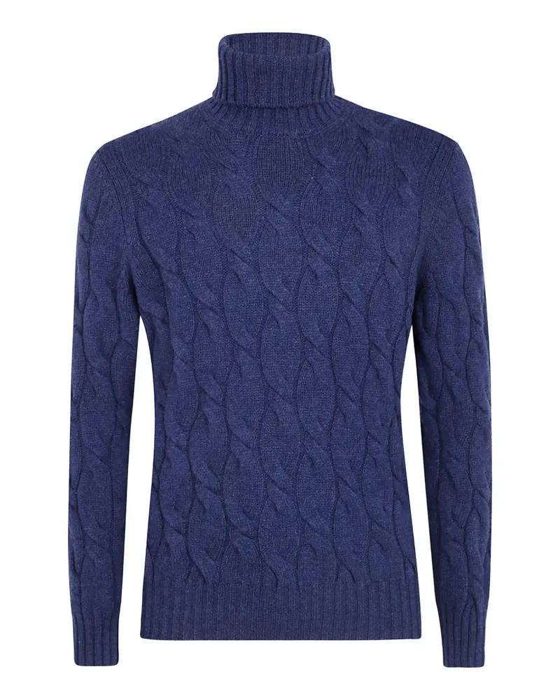 BARBA Rollkragenpullover mit Zopfmuster - Blau Blau