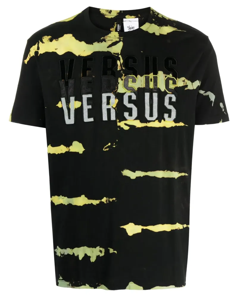 Stain Shade T-Shirt mit Slogan-Stickerei - Schwarz Schwarz