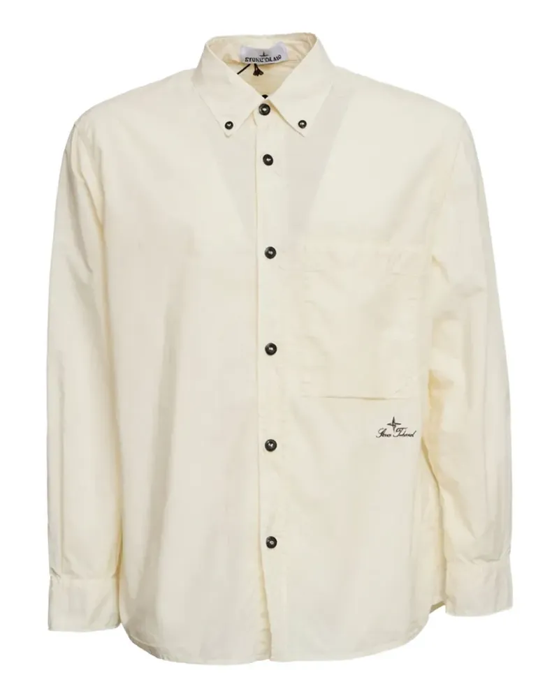 Stone Island logo lettering button oxford shirt - Nude Nude