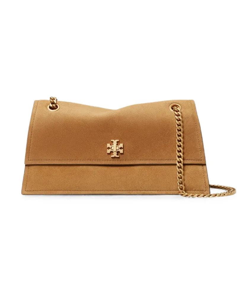 Tory Burch Mittelgroße Kira Schultertasche aus Wildleder mit Drehverschluss - Braun Braun