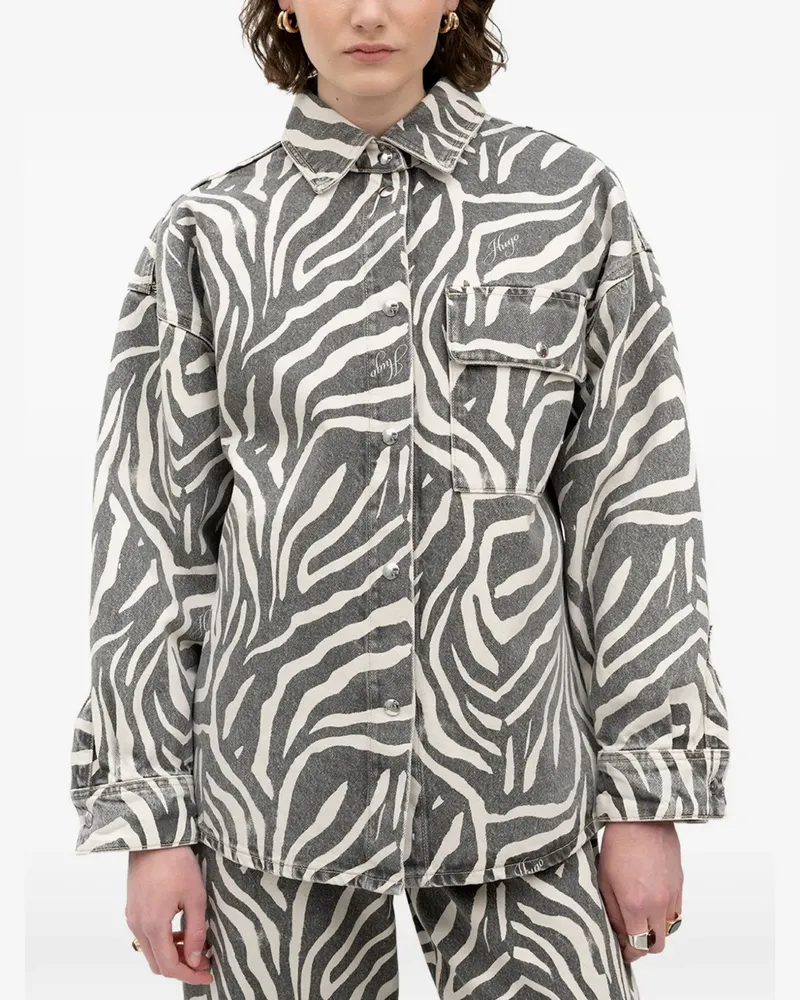 HUGO BOSS zebra-print shirt - Grau Grau