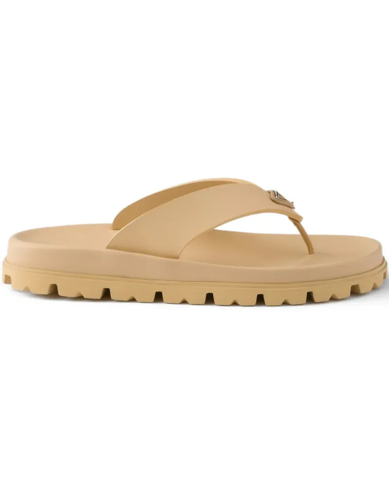 Prada Flip-Flops mit Logo-Schild - Nude Nude
