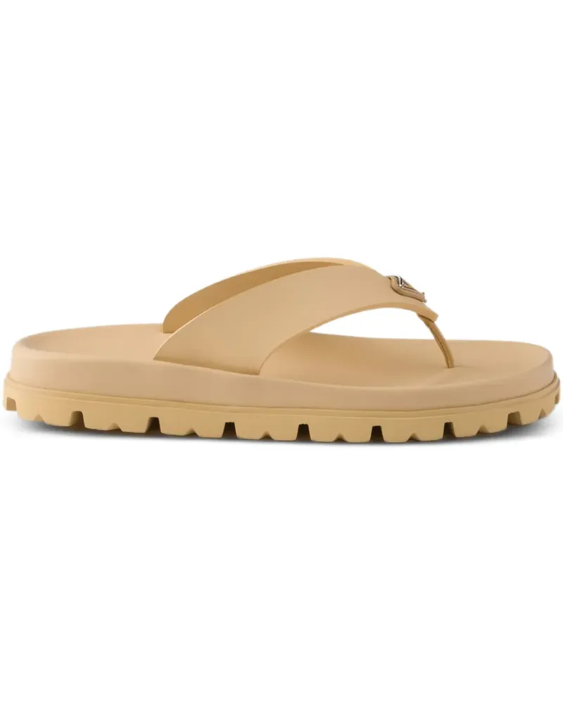 Prada Flip-Flops mit Logo-Schild - Nude Nude
