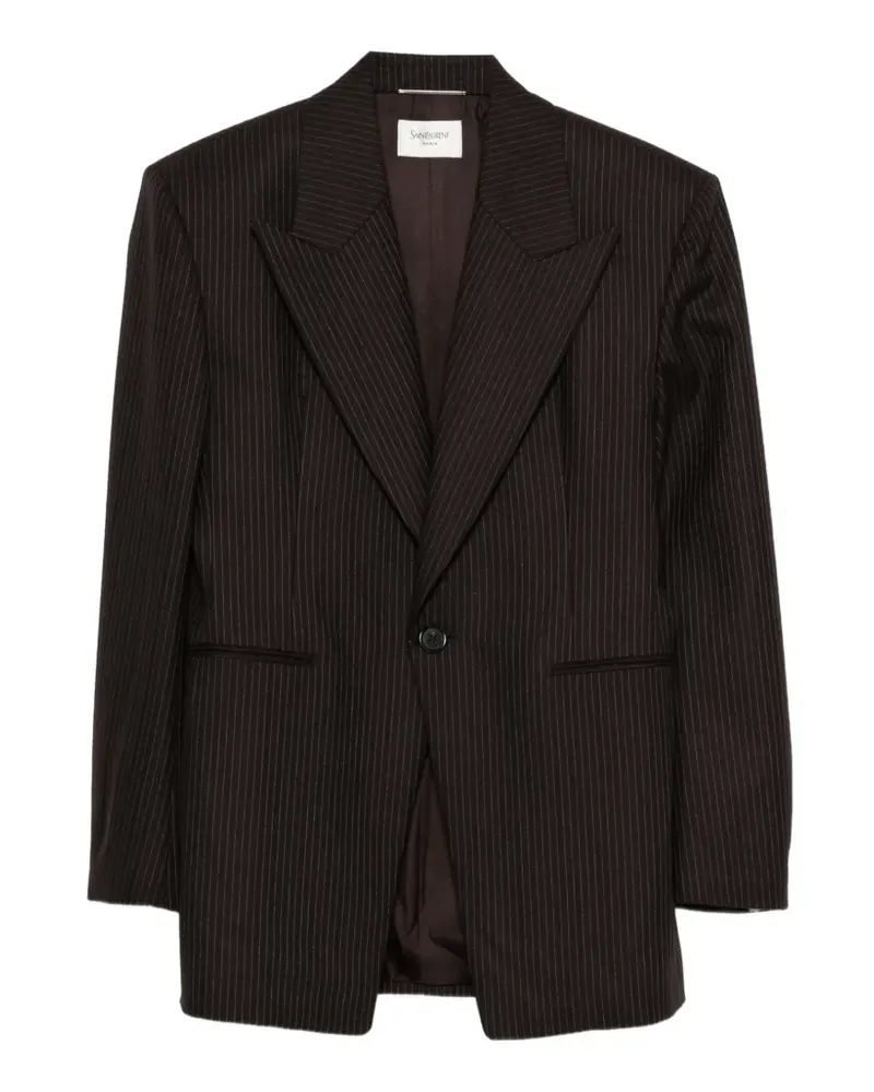Saint Laurent Nadelstreifen-Sakko mit steigendem Revers - Braun Braun