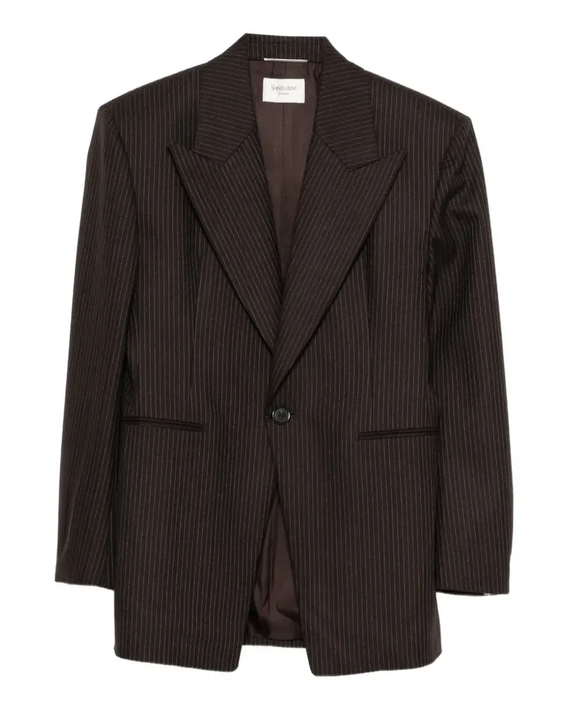 Saint Laurent Nadelstreifen-Sakko mit steigendem Revers - Braun Braun