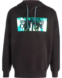 Versace Jeans Hoodie mit Kordelzug Schwarz