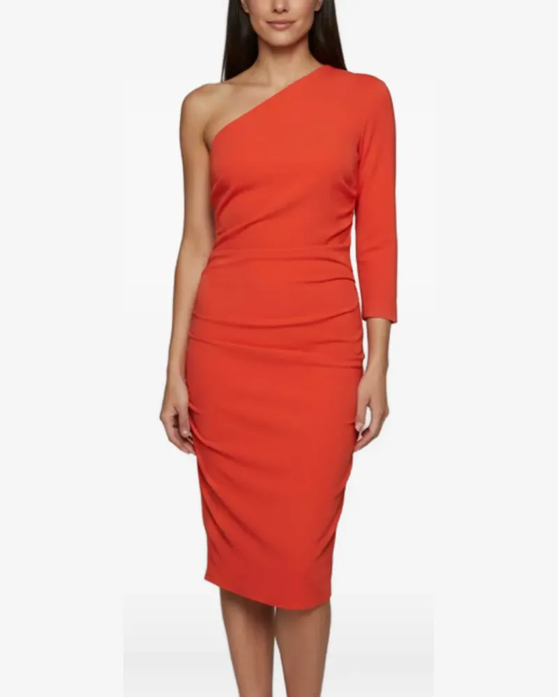Elisabetta Franchi One-Shoulder-Midikleid mit Raffungen - Orange Orange