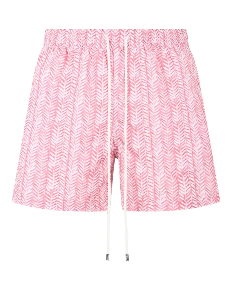 Fedeli leaf-print drawstring swim shorts - Rosa Rosa