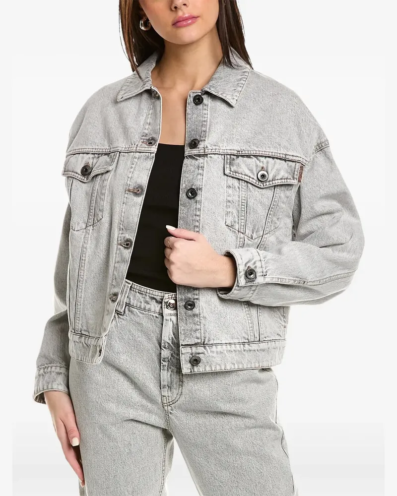 Brunello Cucinelli acid-wash panelled denim jacket - Grau Grau