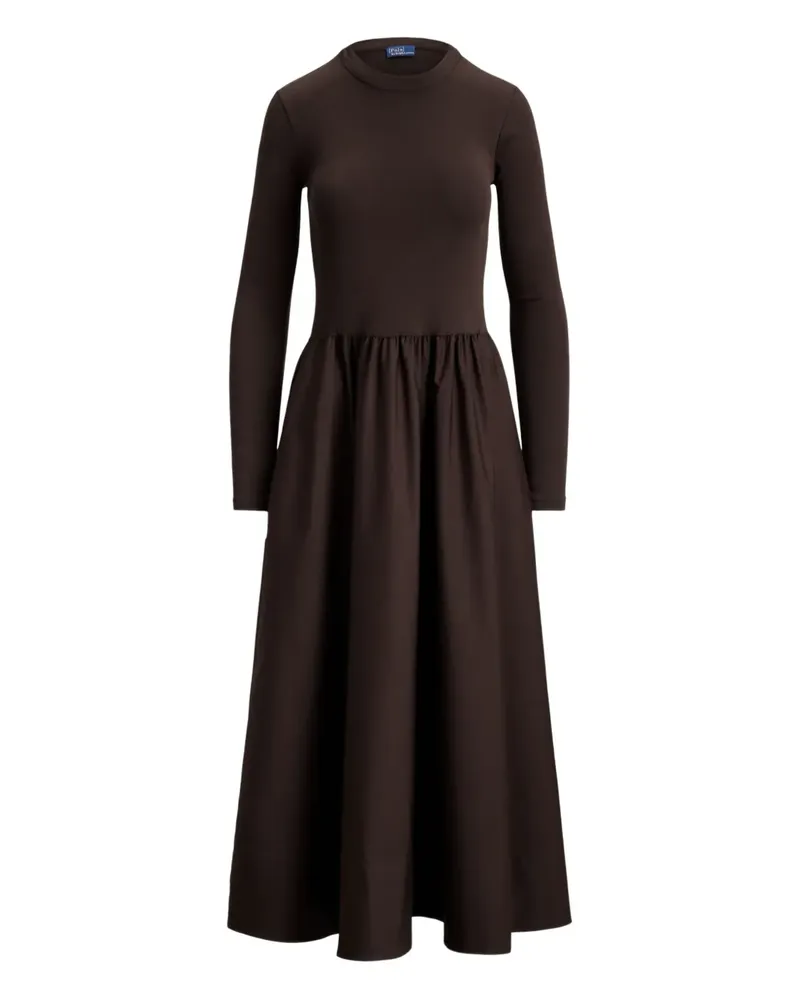 Ralph Lauren Gesmoktes Midikleid mit langen Ärmeln - Braun Braun