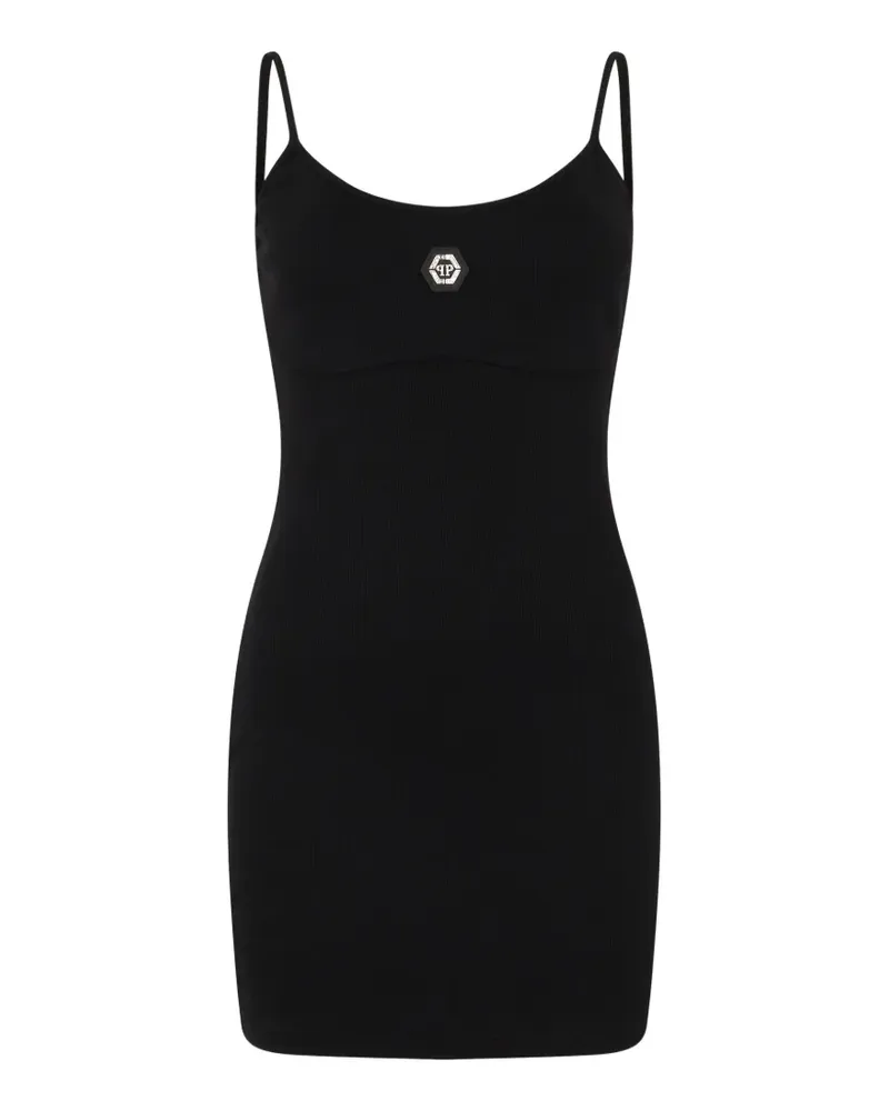 Philipp Plein Crystal Hexagon ribbed mini dress - Schwarz Schwarz