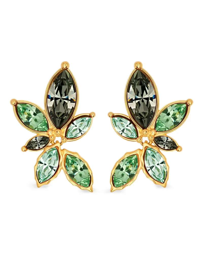 Oscar de la Renta Navette crystal clip-on earrings - Gold Gold