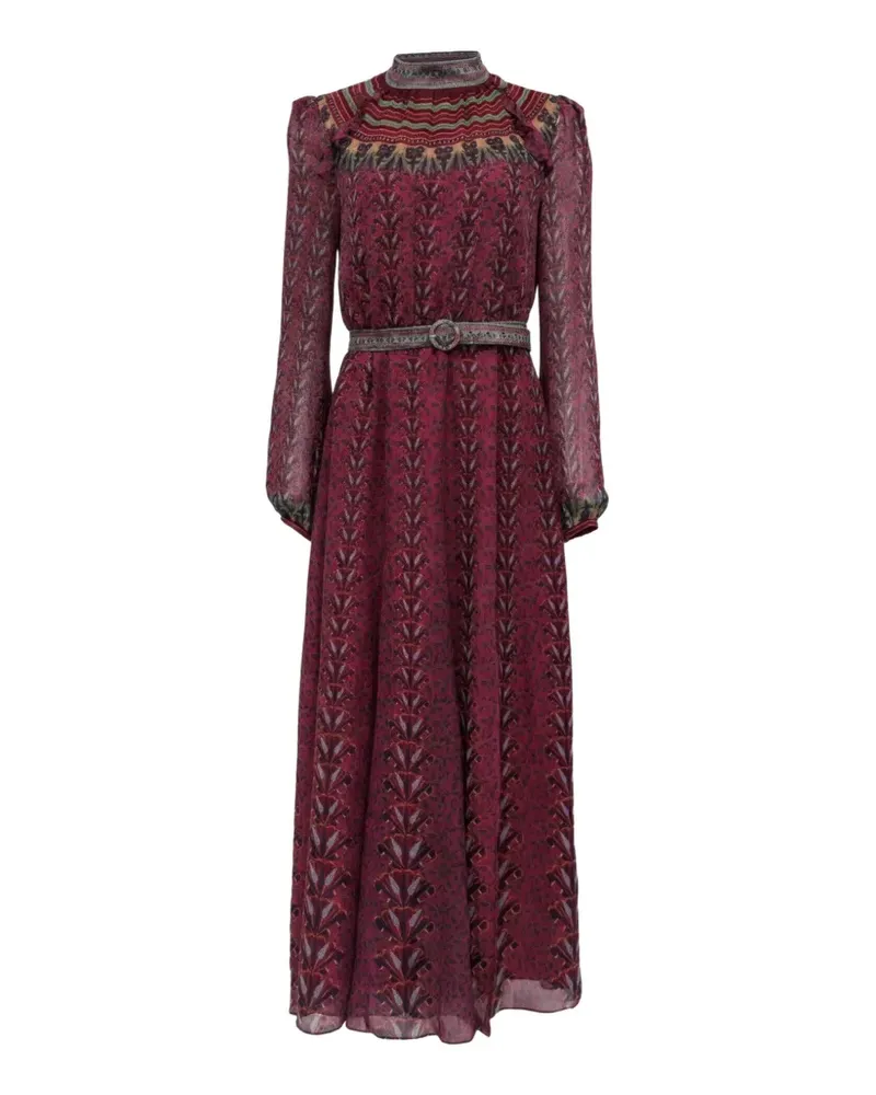 Saloni Jacqui B Kleid mit Gürtel - Rot Rot