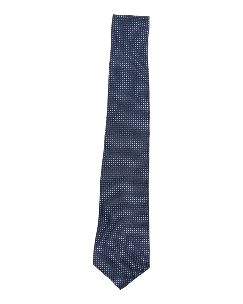 Kiton micro-patterned silk tie - Blau Blau