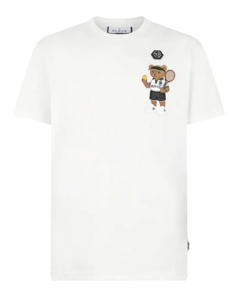 Philipp Plein T-Shirt mit Teddy-Patch - Weiß Weiß