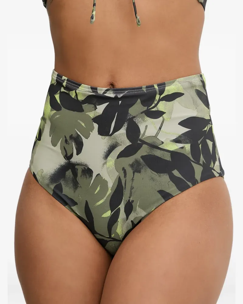 Armani Exchange leaf-print high-waisted bikini - Grün Grün