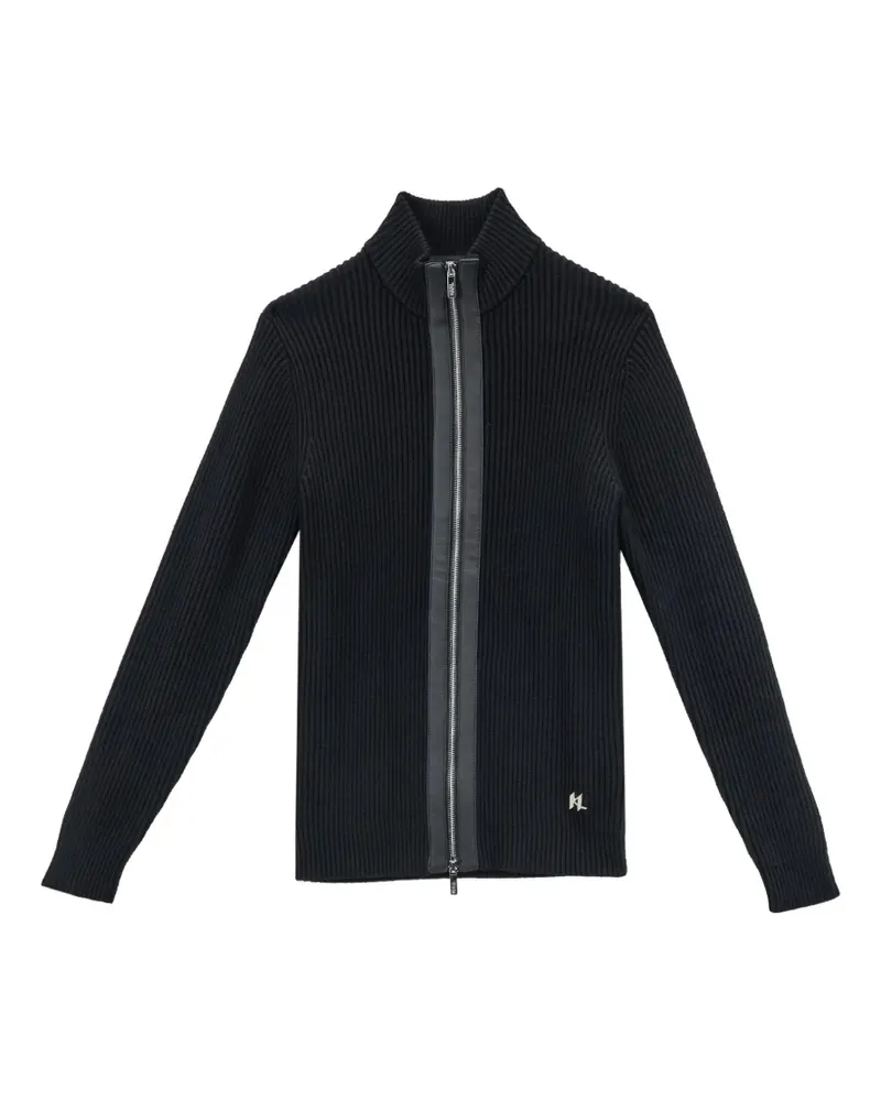 Karl Lagerfeld Gerippter Cardigan mit Reißverschluss - Schwarz Schwarz