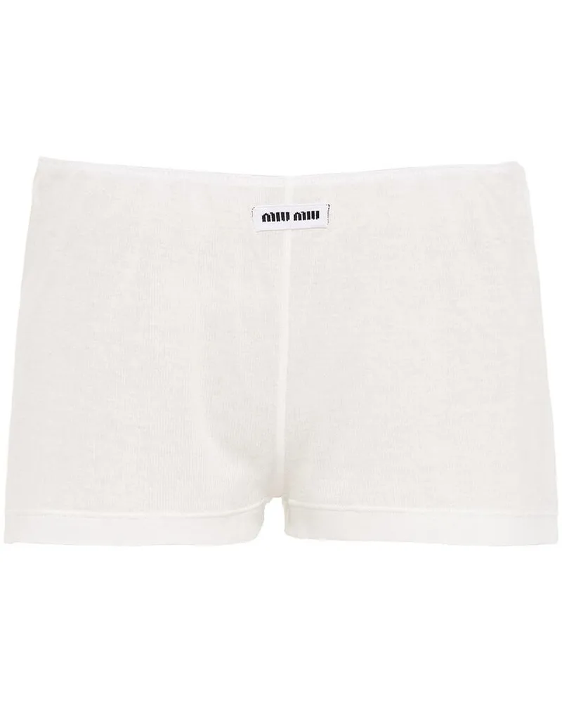 Miu Miu Gerippte Shorts - Weiß Weiß