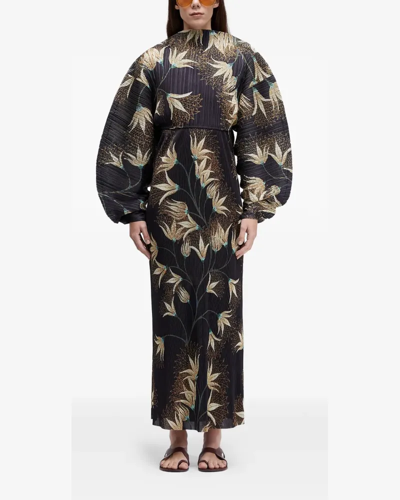 Osklen Midikleid mit Blumen-Print - Schwarz Schwarz