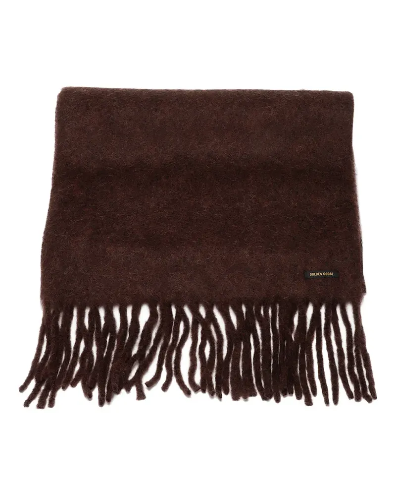 Golden Goose scarf in dark brown alpaca wool with fringe - Braun Braun