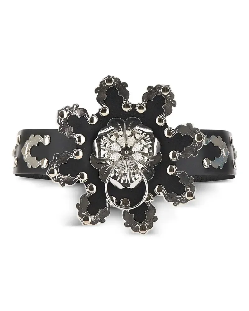 Blumarine Gürtel mit Blumenverzierung - Schwarz Schwarz