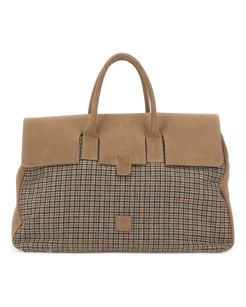 Eleventy Tote Bag mit Hahnentrittmuster - Nude Nude