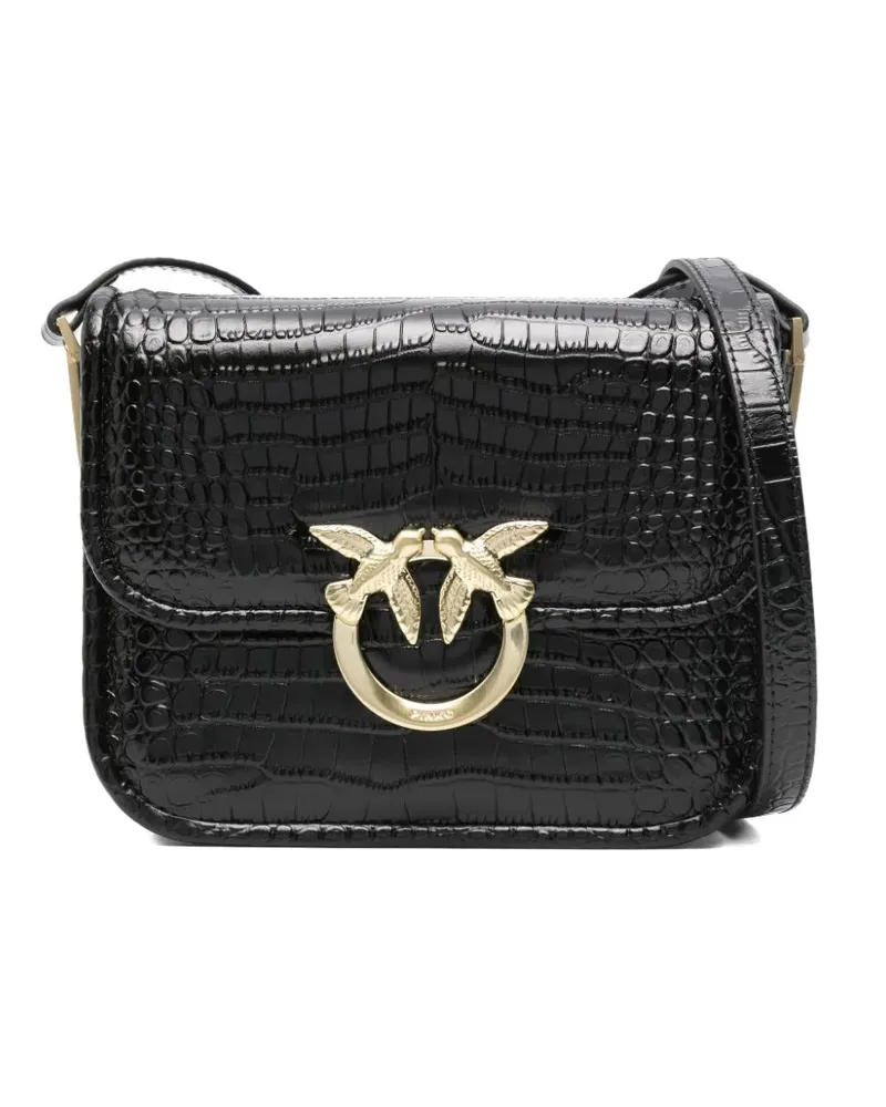 Pinko Schultertasche mit Kroko-Effekt - Schwarz Schwarz