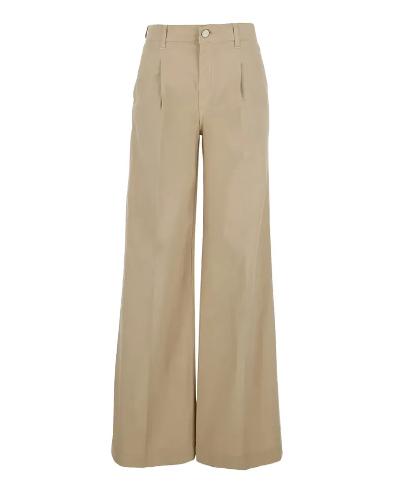 PT TORINO Poppy wide-leg front-pleats cotton trousers - Nude Nude