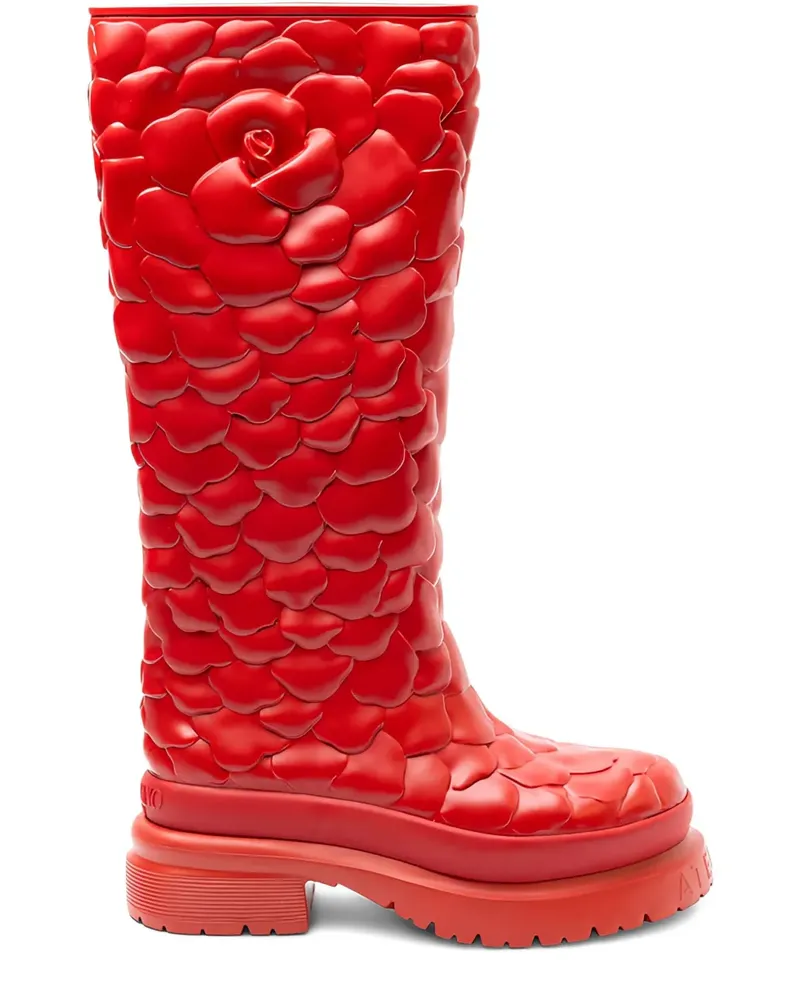 Valentino Garavani flower-appliqué platform-sole boots - Rot Rot