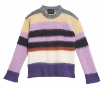 Flauschiger Pullover mit Streifen - Rosa