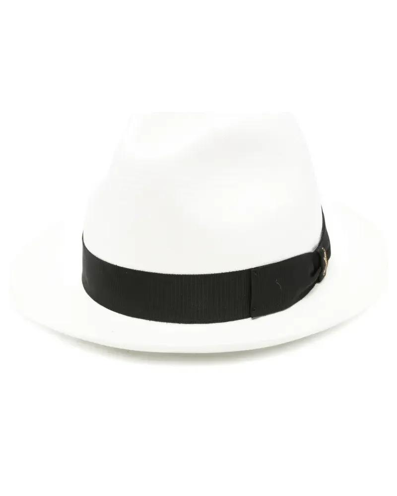 Borsalino Federico ribbon-detail straw hat - Weiß Weiß