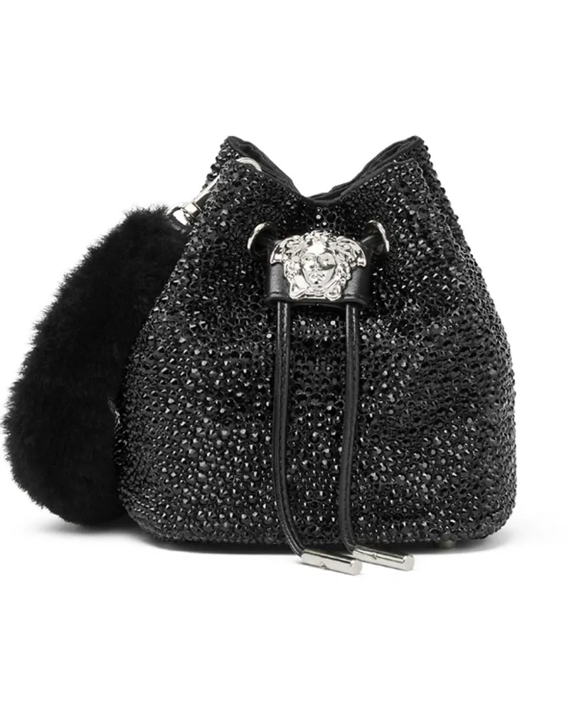 Versace Mini La Medusa Beuteltasche mit Kristallen - Schwarz Schwarz