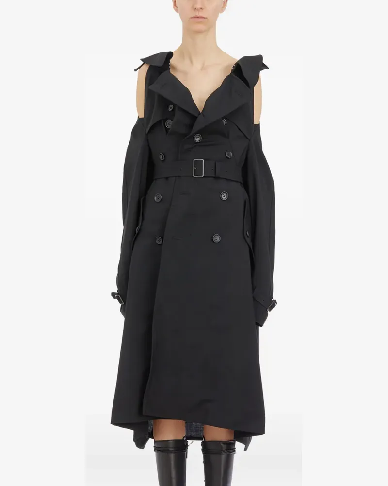 Junya Watanabe buttoned belted trench coat - Schwarz Schwarz