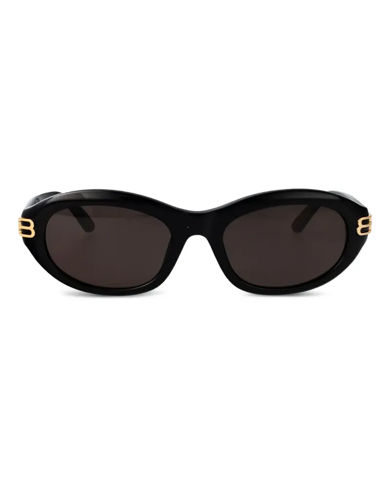 Balenciaga Ovale Sonnenbrille mit Logo - Schwarz Schwarz