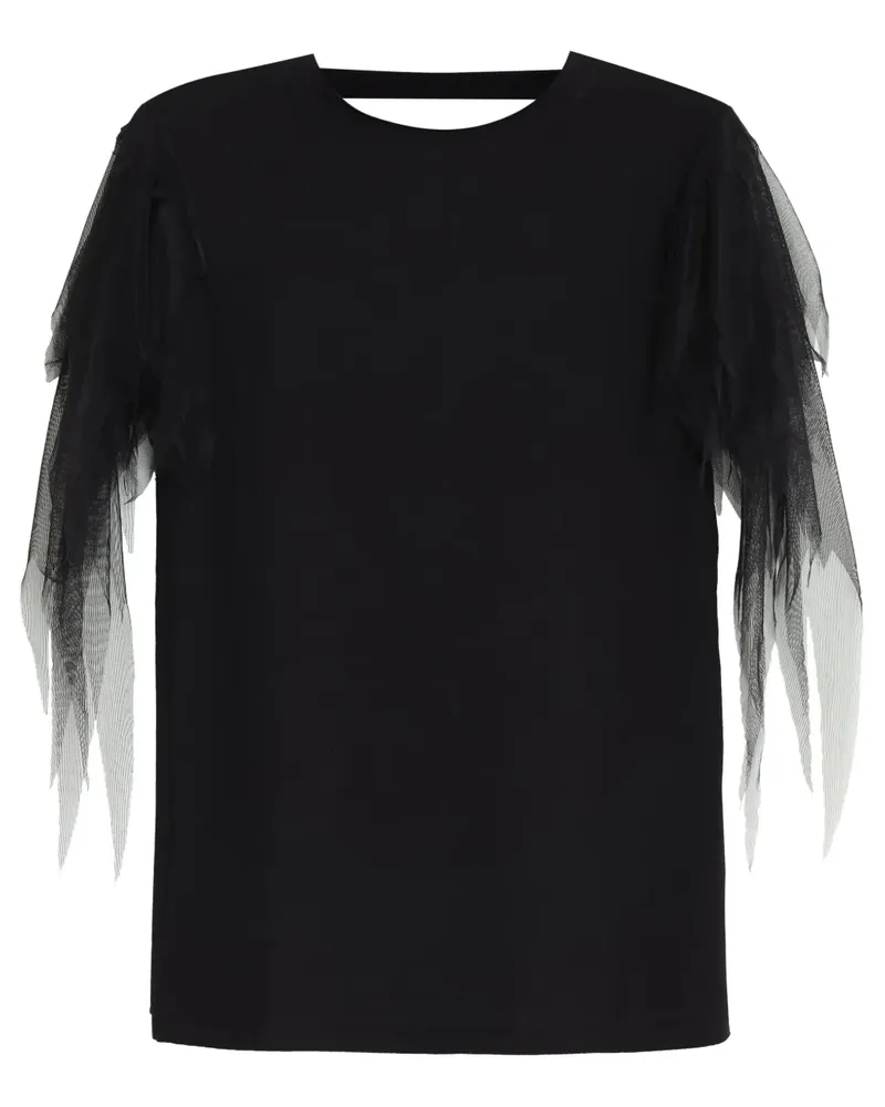 Gloria Coelho T-Shirt im Destroyed-Look - Schwarz Schwarz