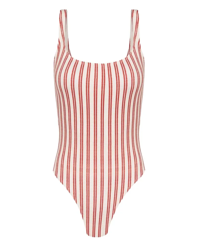 Lenny Niemeyer Strukturierter Badeanzug mit Streifen - Weiß Weiß