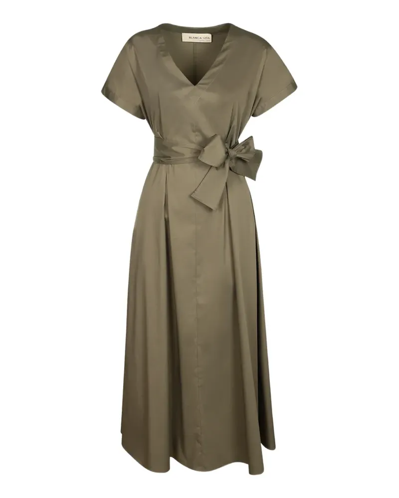 Blanca belted pleated midi dress - Grün Grün