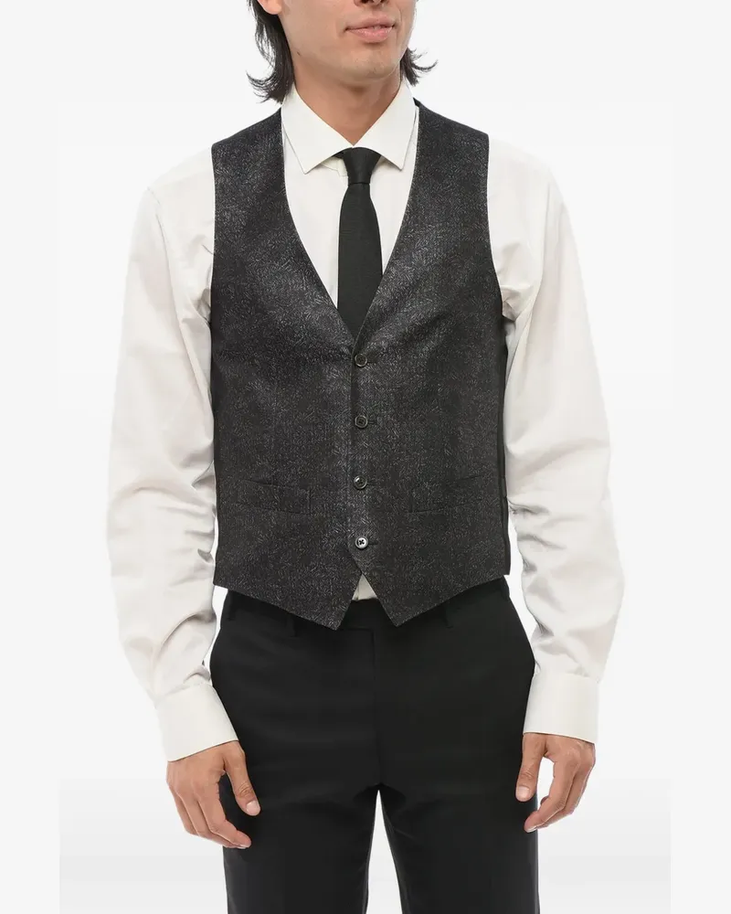 Corneliani geometric-pattern iridescent waistcoat - Schwarz Schwarz
