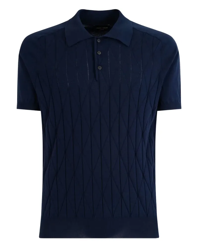 Roberto Collina Poloshirt mit Rautenmuster - Blau Blau