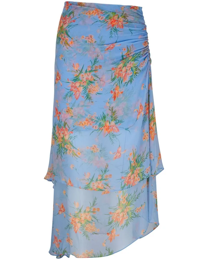 Veronica Beard Sira Midirock mit flroalem Print - Blau Blau