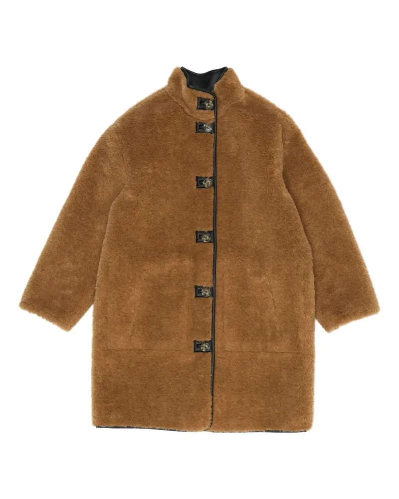 BIMBA Y LOLA Geknöpfter Mantel aus Faux Fur - Braun Braun