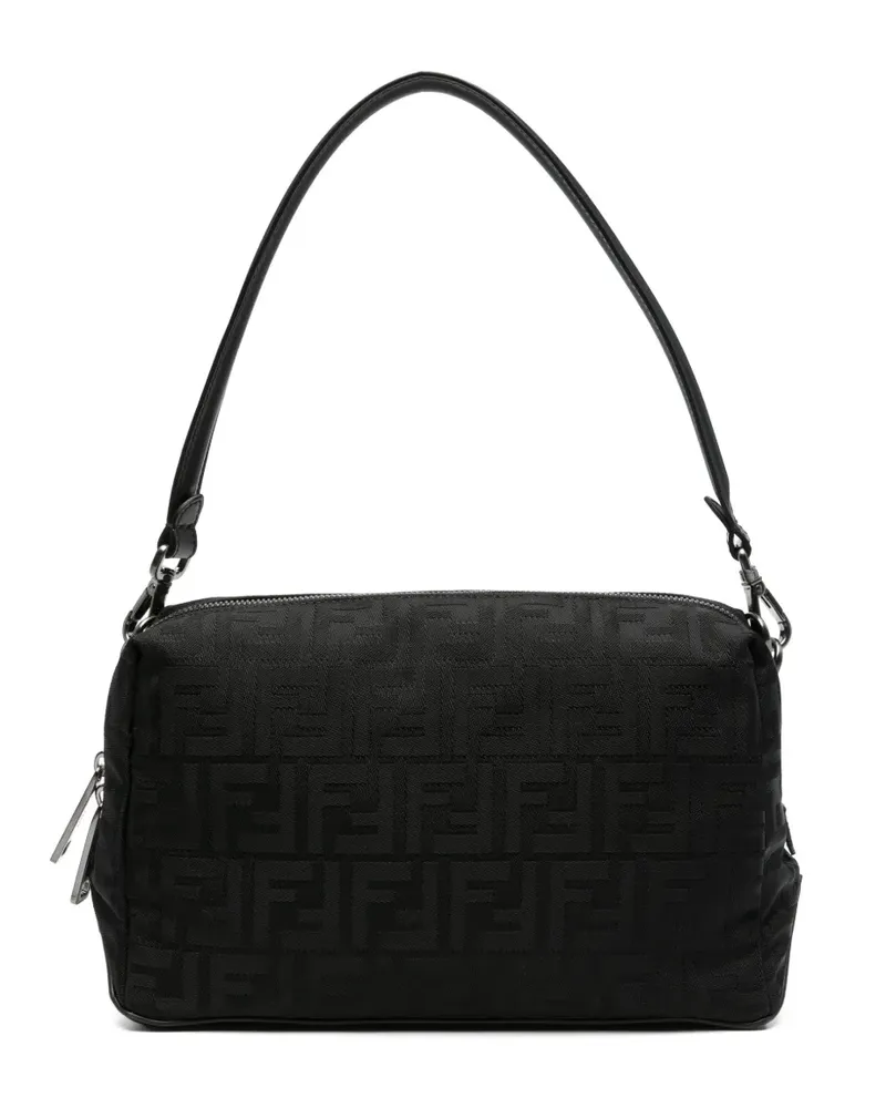 Fendi Clutch mit Logo-Schild - Schwarz Schwarz